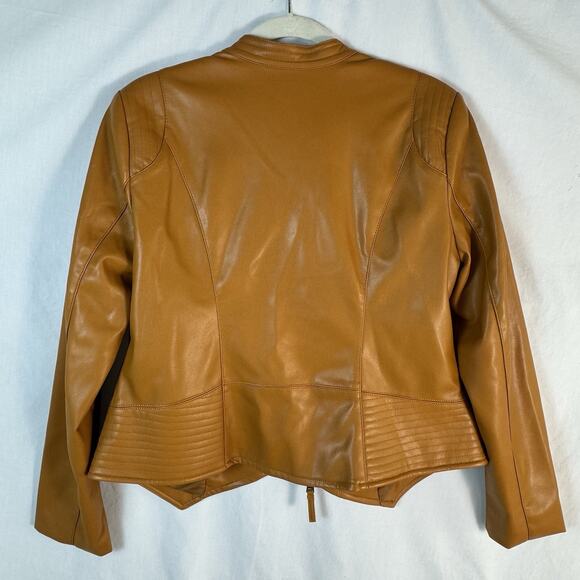 Colleen Lopez Women's Faux Leather Jacket Cinnamon, Size M - Picture 7 of 11